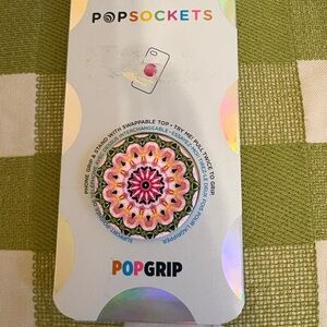 PopSocket PopGrip with Pink and White Floral Boho Design